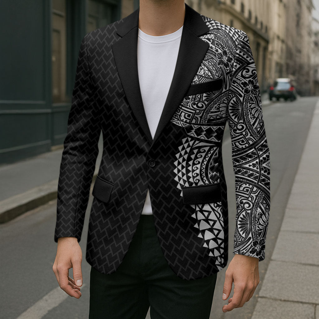 Hawaiian Traditional Tattoos Blazer Kakau Tribal Tropical Plant Motif Black Color LT03 - Polynesian Pride