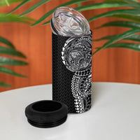 Hawaiian Traditional Tattoos 4 in 1 Can Cooler Tumbler Kakau Tribal Tropical Plant Motif Black Color LT03 - Polynesian Pride