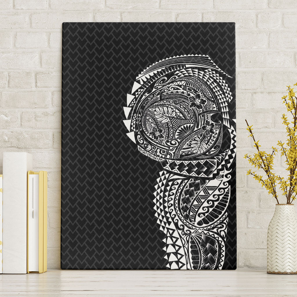 Hawaiian Traditional Tattoos Canvas Wall Art Kakau Tribal Tropical Plant Motif Black Color LT03 Without Frame Black - Polynesian Pride