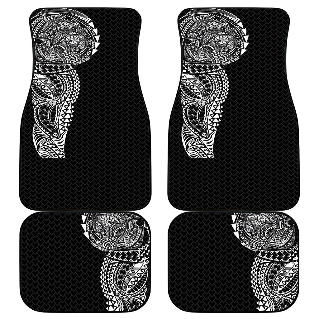 Hawaiian Traditional Tattoos Car Mats Kakau Tribal Tropical Plant Motif Black Color LT03 - Polynesian Pride