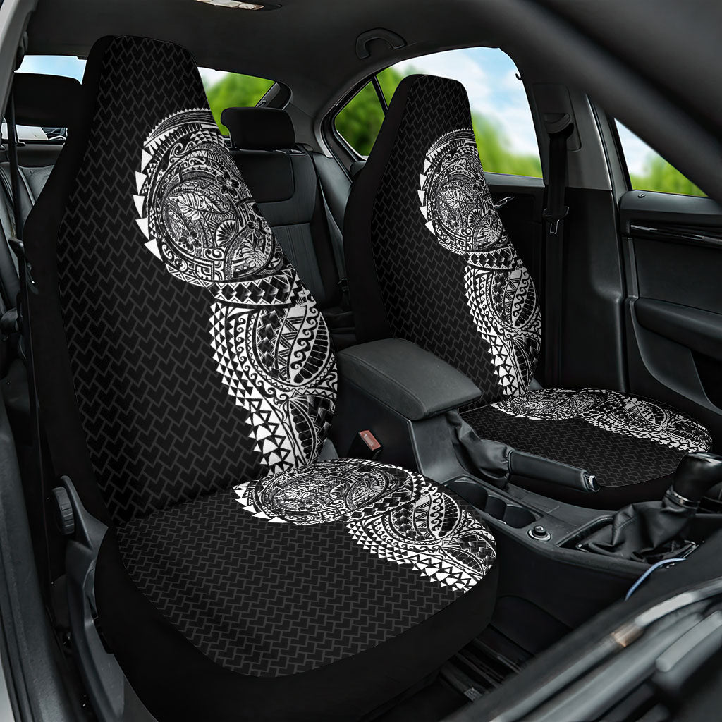 Hawaiian Traditional Tattoos Car Seat Cover Kakau Tribal Tropical Plant Motif Black Color