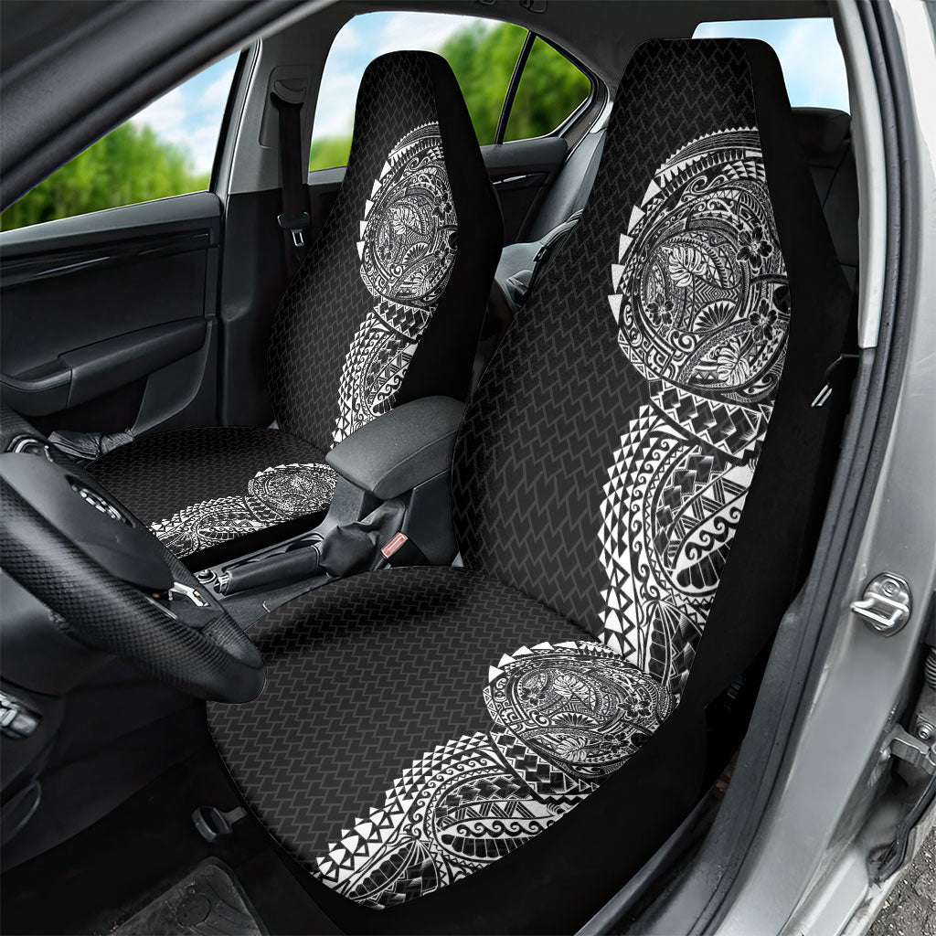 Hawaiian Traditional Tattoos Car Seat Cover Kakau Tribal Tropical Plant Motif Black Color