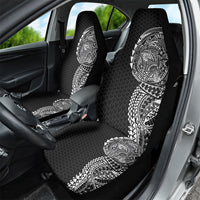 Hawaiian Traditional Tattoos Car Seat Cover Kakau Tribal Tropical Plant Motif Black Color