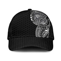 Hawaiian Traditional Tattoos Classic Cap Kakau Tribal Tropical Plants Motif Black Color LT03 Universal Fit Black - Polynesian Pride