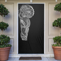 Hawaiian Traditional Tattoos Door Cover Kakau Tribal Tropical Plant Motif Black Color