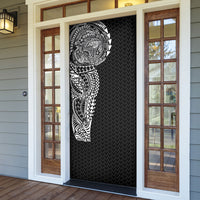 Hawaiian Traditional Tattoos Door Cover Kakau Tribal Tropical Plant Motif Black Color