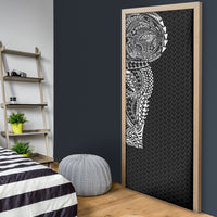 Hawaiian Traditional Tattoos Door Cover Kakau Tribal Tropical Plant Motif Black Color