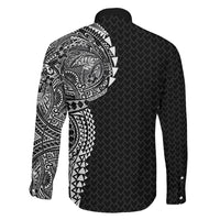 Hawaiian Traditional Tattoos Family Matching Puletasi and Hawaiian Shirt Kakau Tribal Tropical Plant Motif Black Color LT03 - Polynesian Pride
