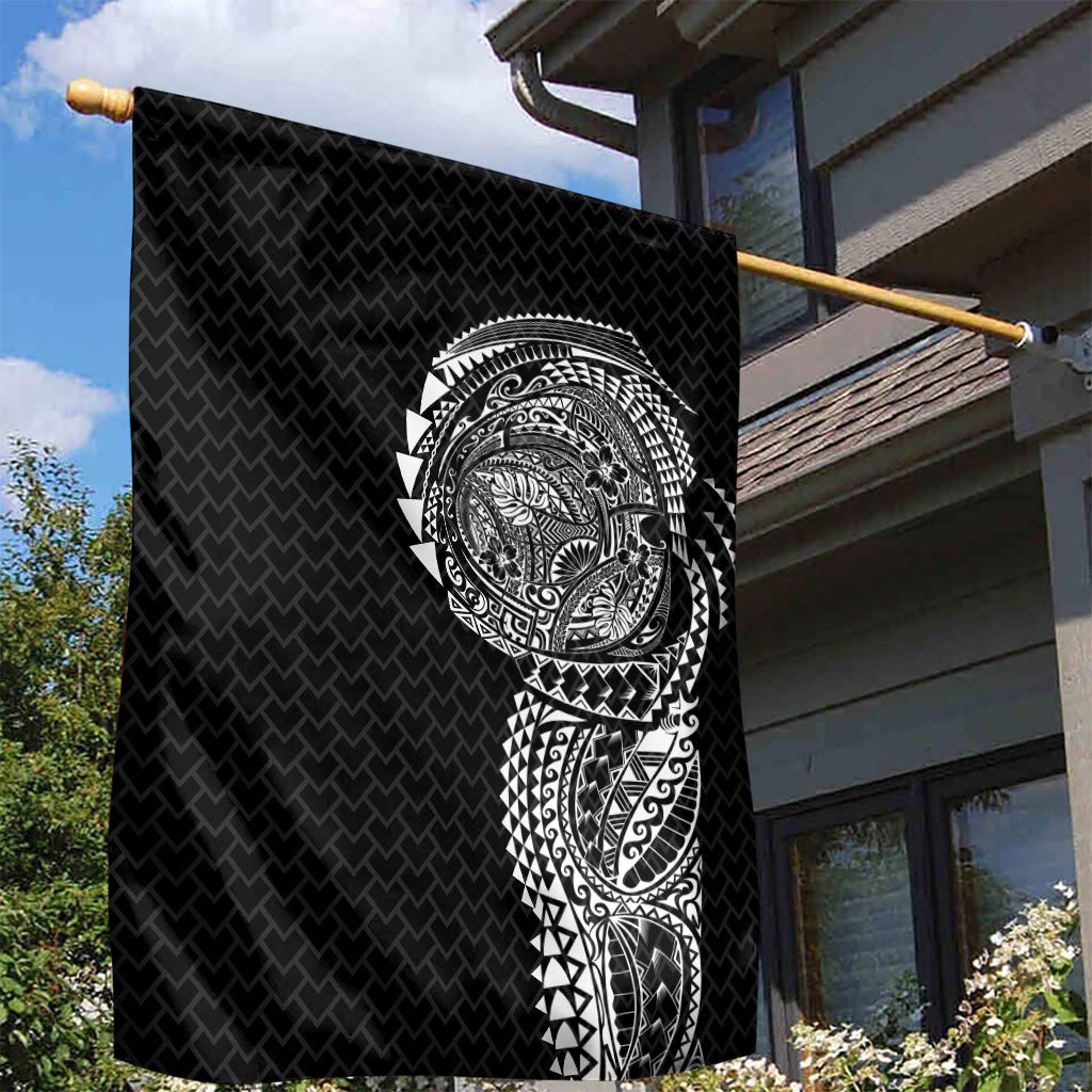 Hawaiian Traditional Tattoos Garden Flag Kakau Tribal Tropical Plant Motif Black Color