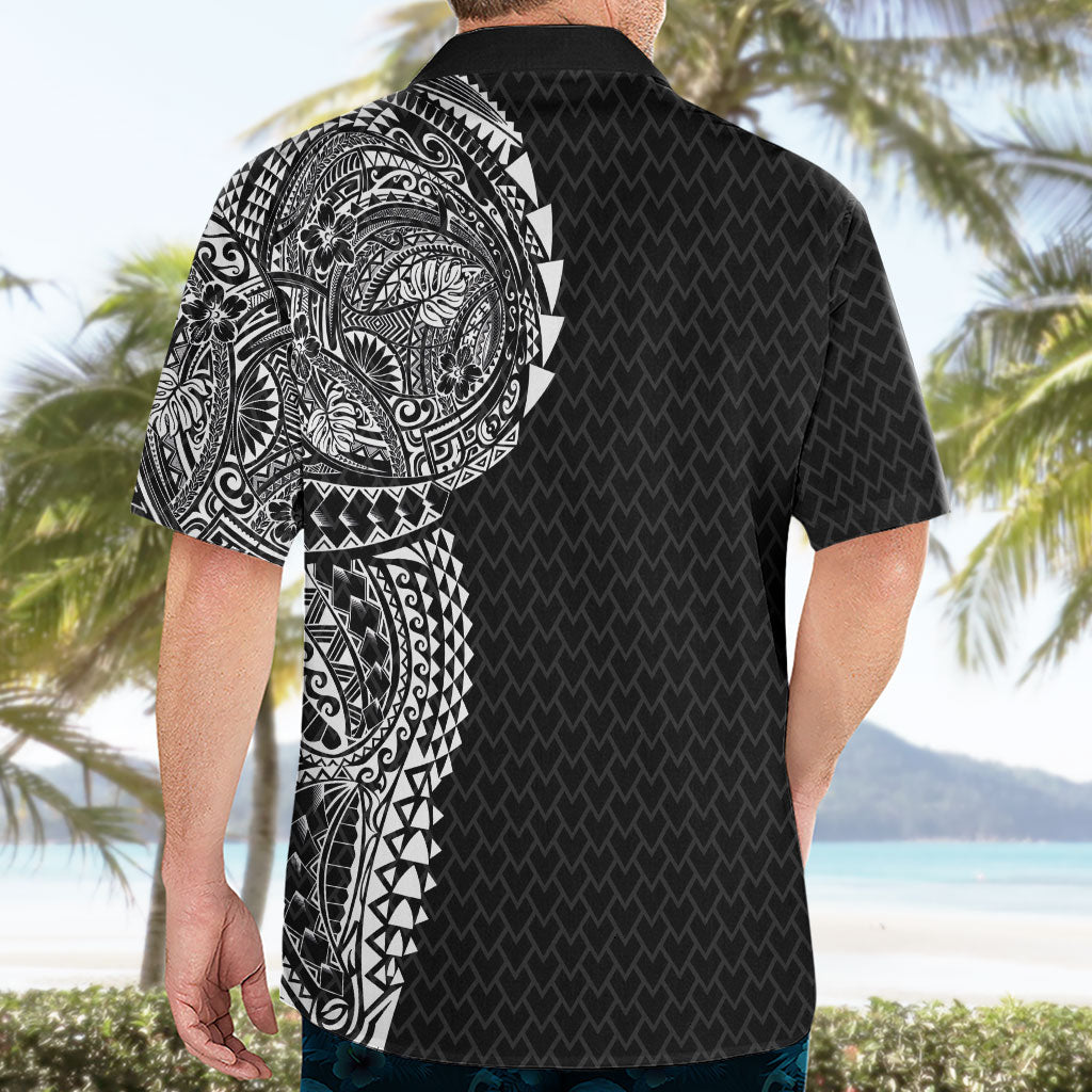 Hawaiian Traditional Tattoos Hawaiian Shirt Kakau Tribal Tropical Plant Motif Black Color