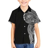 Hawaiian Traditional Tattoos Hawaiian Shirt Kakau Tribal Tropical Plant Motif Black Color
