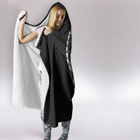 Hawaiian Traditional Tattoos Hooded Blanket Kakau Tribal Tropical Plant Motif Black Color
