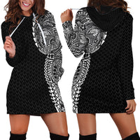 Hawaiian Traditional Tattoos Hoodie Dress Kakau Tribal Tropical Plant Motif Black Color LT03 - Polynesian Pride