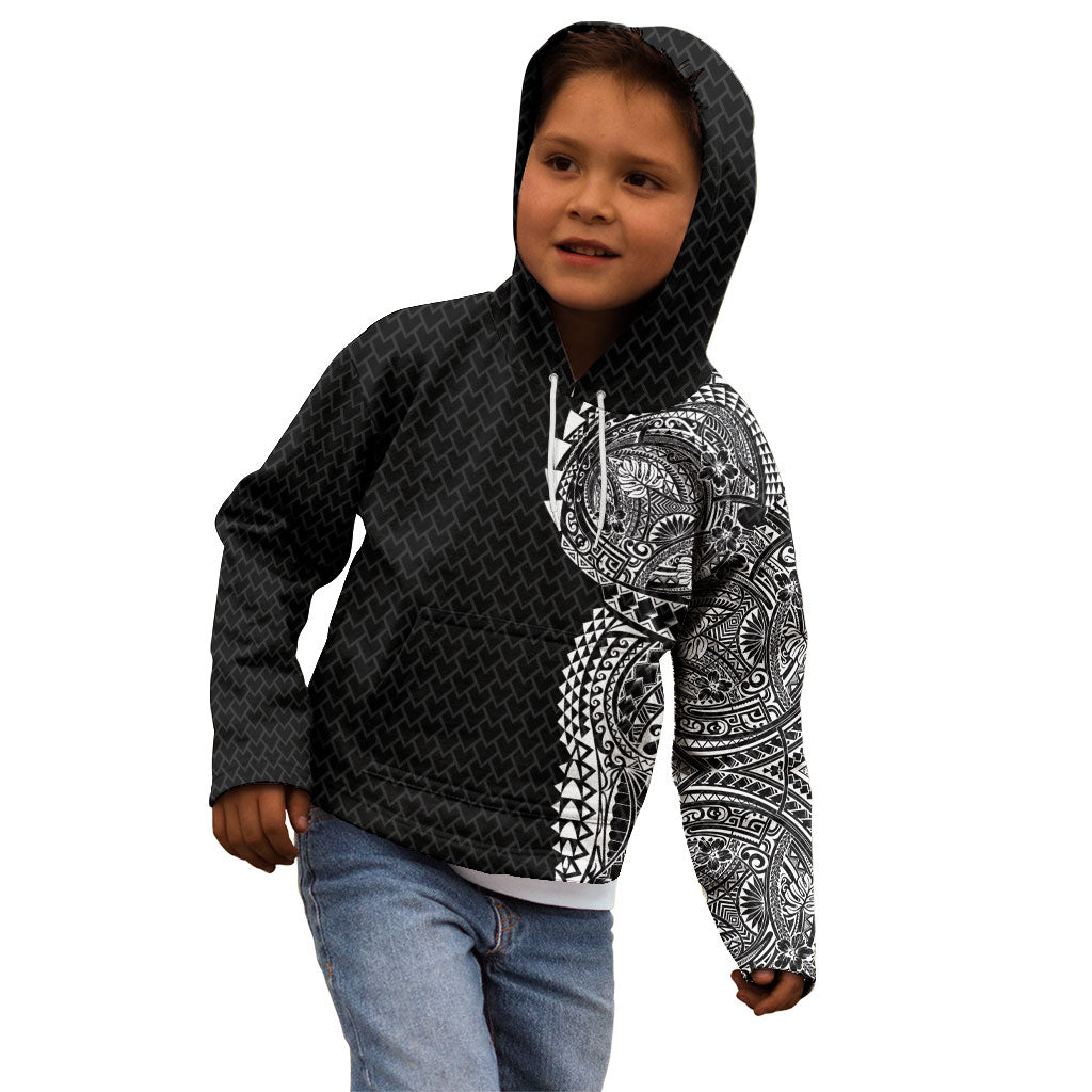 Hawaiian Traditional Tattoos Kid Hoodie Kakau Tribal Tropical Plant Motif Black Color LT03 - Polynesian Pride