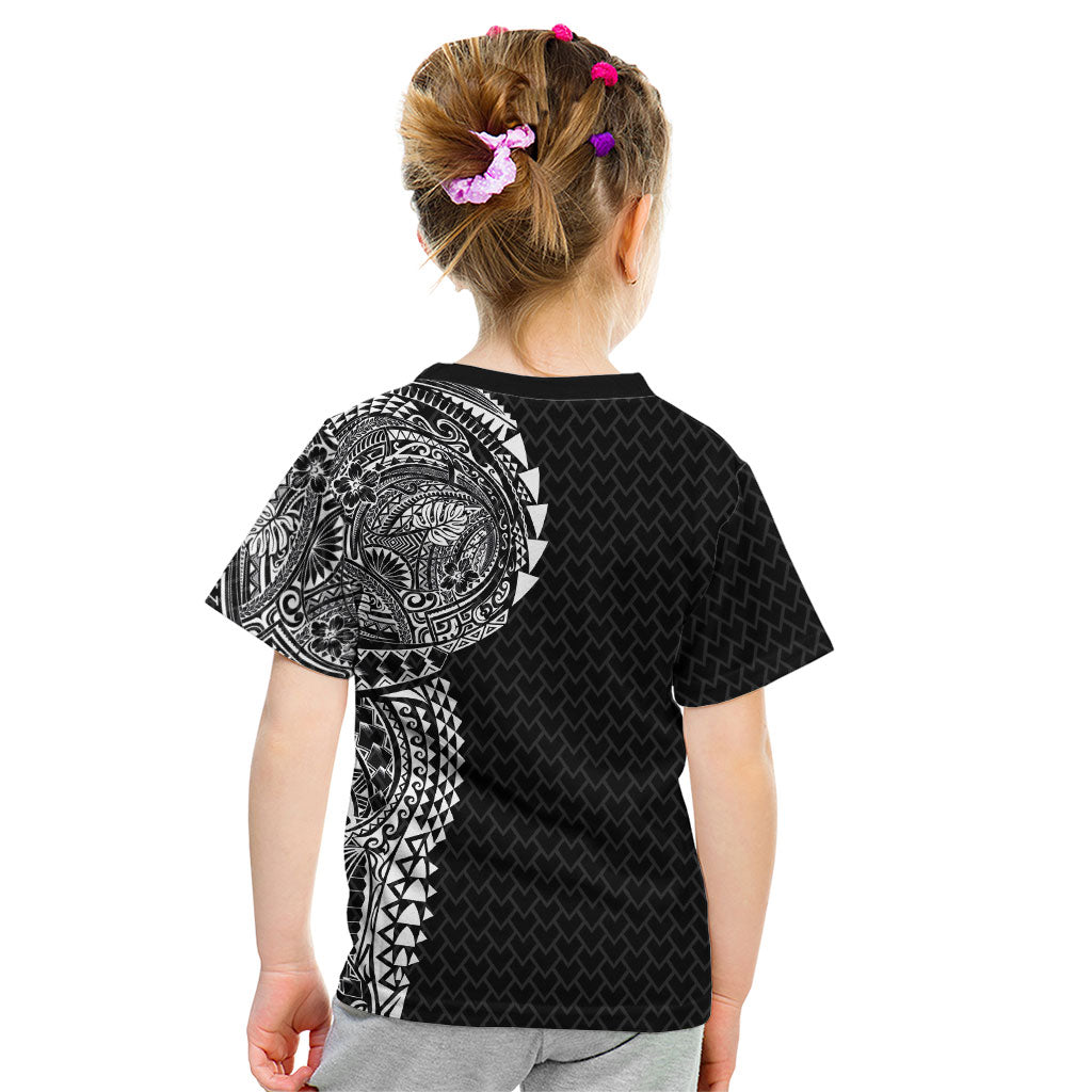 Hawaiian Traditional Tattoos Kid T Shirt Kakau Tribal Tropical Plant Motif Black Color