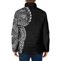 Hawaiian Traditional Tattoos Padded Jacket Kakau Tribal Tropical Plant Motif Black Color LT03 - Polynesian Pride