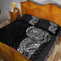Hawaiian Traditional Tattoos Quilt Bed Set Kakau Tribal Tropical Plant Motif Black Color LT03 - Polynesian Pride