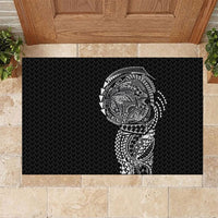Hawaiian Traditional Tattoos Rubber Doormat Kakau Tribal Tropical Plant Motif Black Color LT03 Black - Polynesian Pride