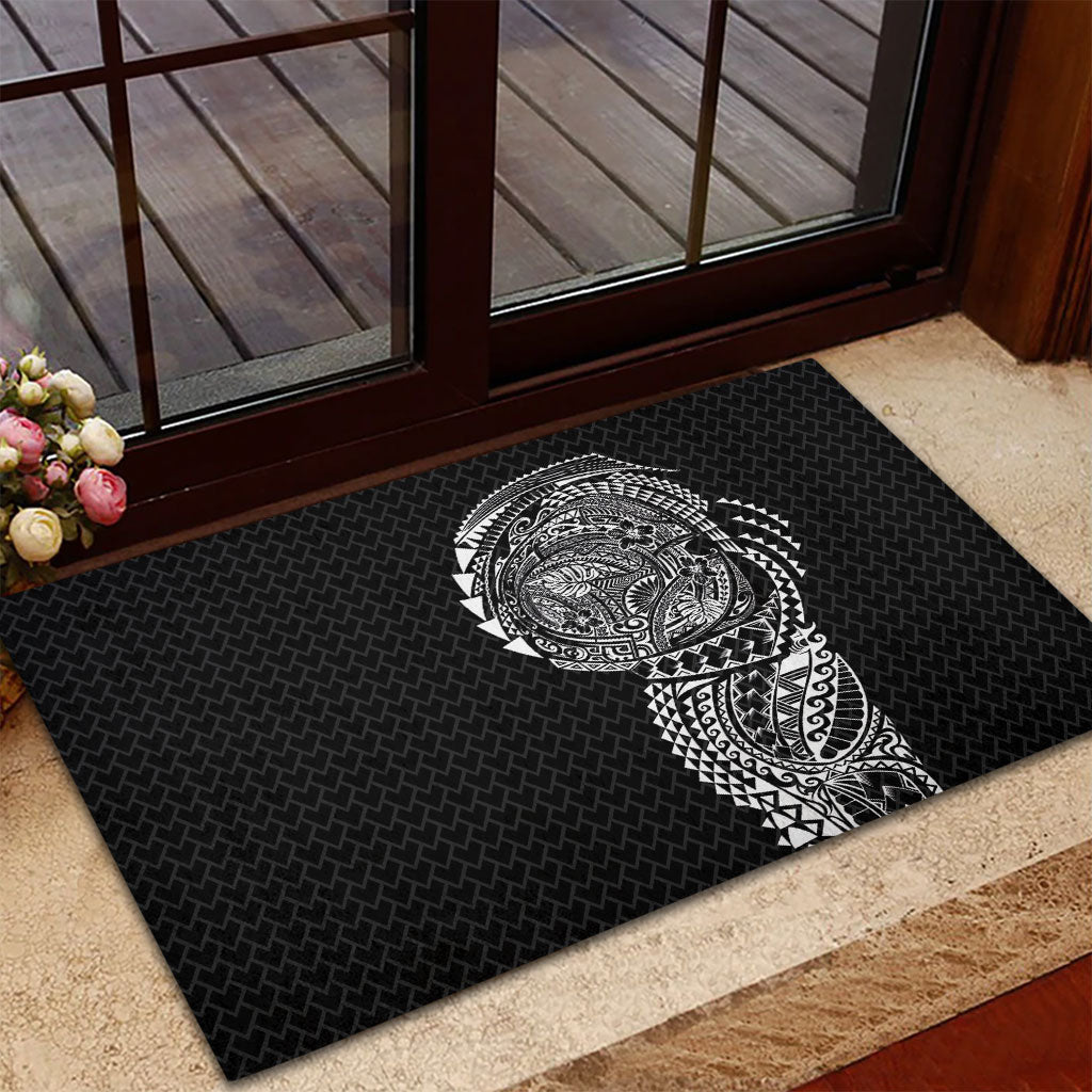 Hawaiian Traditional Tattoos Rubber Doormat Kakau Tribal Tropical Plant Motif Black Color LT03 - Polynesian Pride