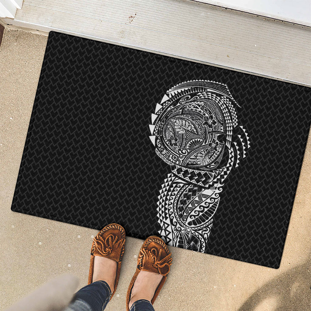 Hawaiian Traditional Tattoos Rubber Doormat Kakau Tribal Tropical Plant Motif Black Color LT03 - Polynesian Pride