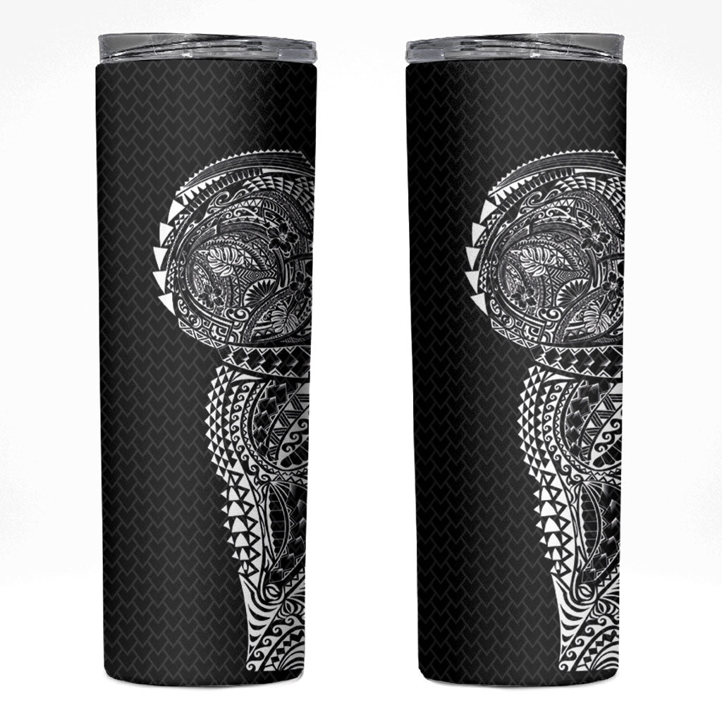 Hawaiian Traditional Tattoos Skinny Tumbler Kakau Tribal Tropical Plant Motif Black Color