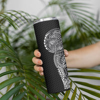 Hawaiian Traditional Tattoos Skinny Tumbler Kakau Tribal Tropical Plant Motif Black Color LT03 - Polynesian Pride