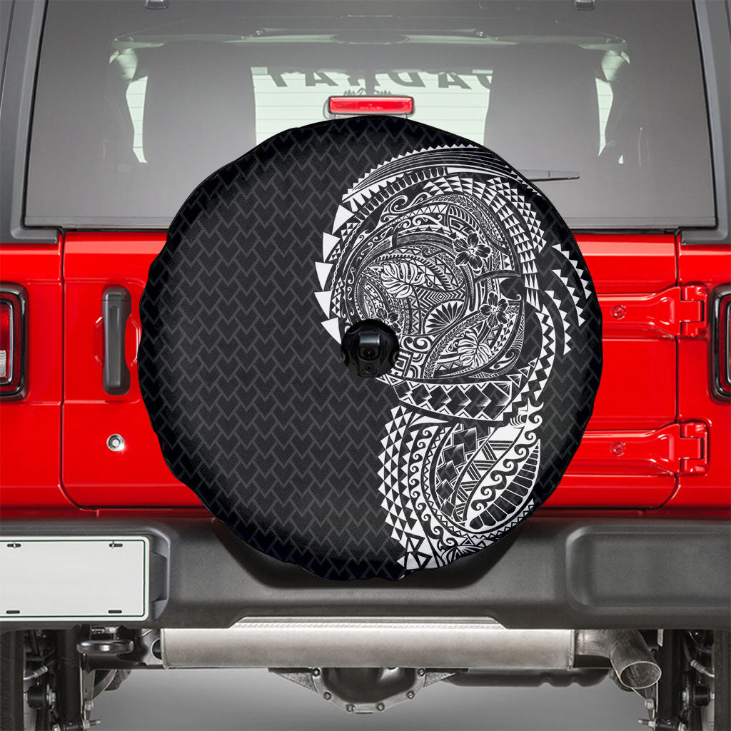 Hawaiian Traditional Tattoos Spare Tire Cover Kakau Tribal Tropical Plant Motif Black Color LT03 - Polynesian Pride