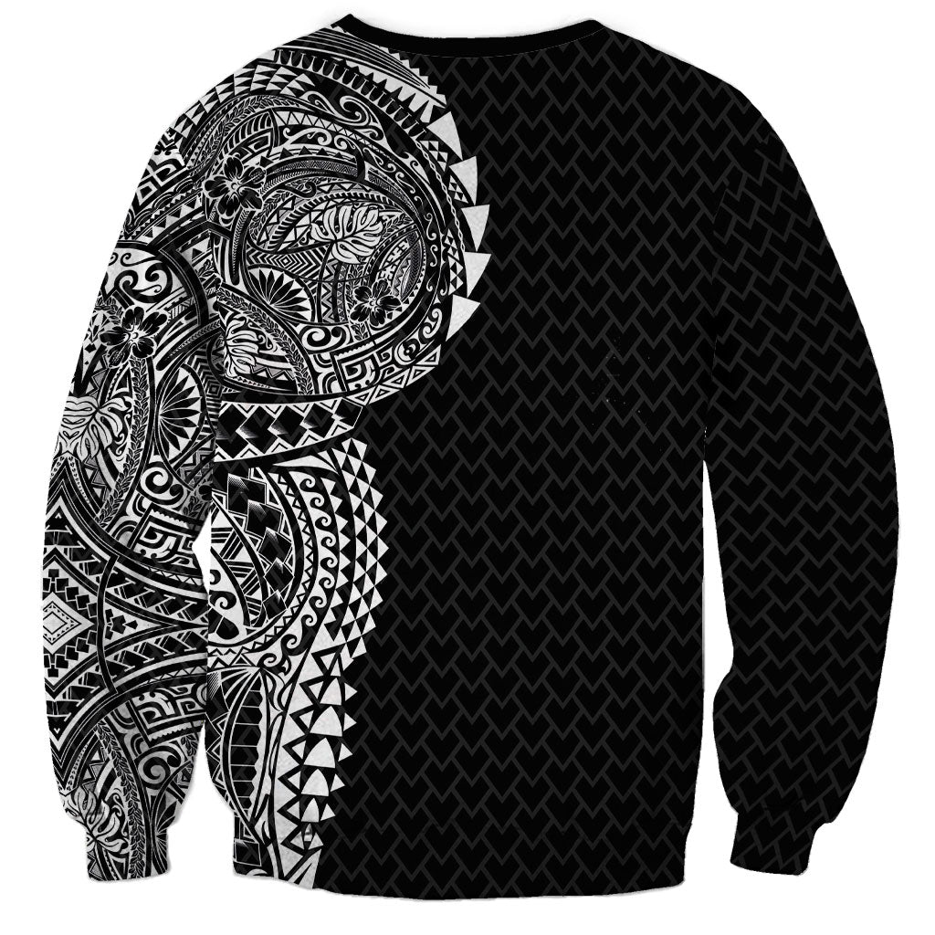 Hawaiian Traditional Tattoos Sweatshirt Kakau Tribal Tropical Plant Motif Black Color LT03 - Polynesian Pride