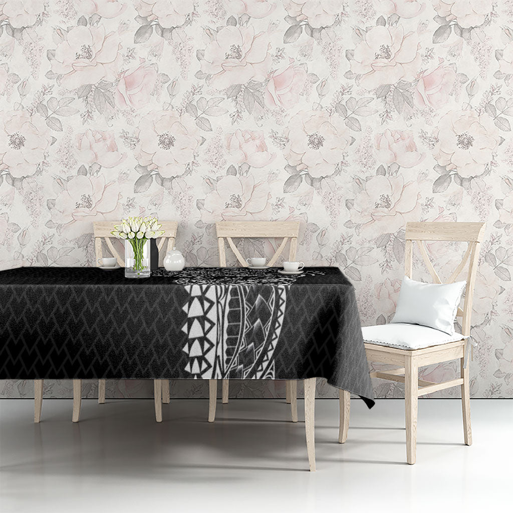 Hawaiian Traditional Tattoos Tablecloth Kakau Tribal Tropical Plant Motif Black Color LT03 - Polynesian Pride