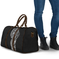 Hawaiian Traditional Tattoos Travel Bag Kakau Tribal Tropical Plant Motif Black Color
