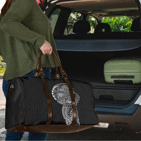 Hawaiian Traditional Tattoos Travel Bag Kakau Tribal Tropical Plant Motif Black Color