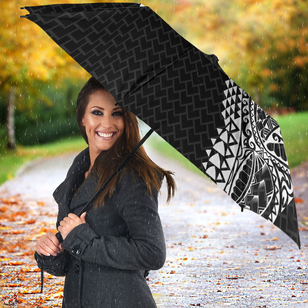 Hawaiian Traditional Tattoos Umbrella Kakau Tribal Tropical Plant Motif Black Color LT03 - Polynesian Pride