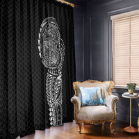 Hawaiian Traditional Tattoos Window Curtain Kakau Tribal Tropical Plant Motif Black Color LT03 - Polynesian Pride