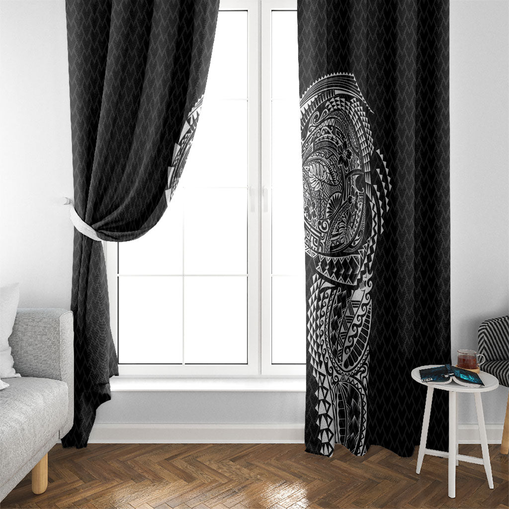 Hawaiian Traditional Tattoos Window Curtain Kakau Tribal Tropical Plant Motif Black Color LT03 - Polynesian Pride