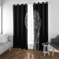 Hawaiian Traditional Tattoos Window Curtain Kakau Tribal Tropical Plant Motif Black Color LT03 With Grommets Black - Polynesian Pride