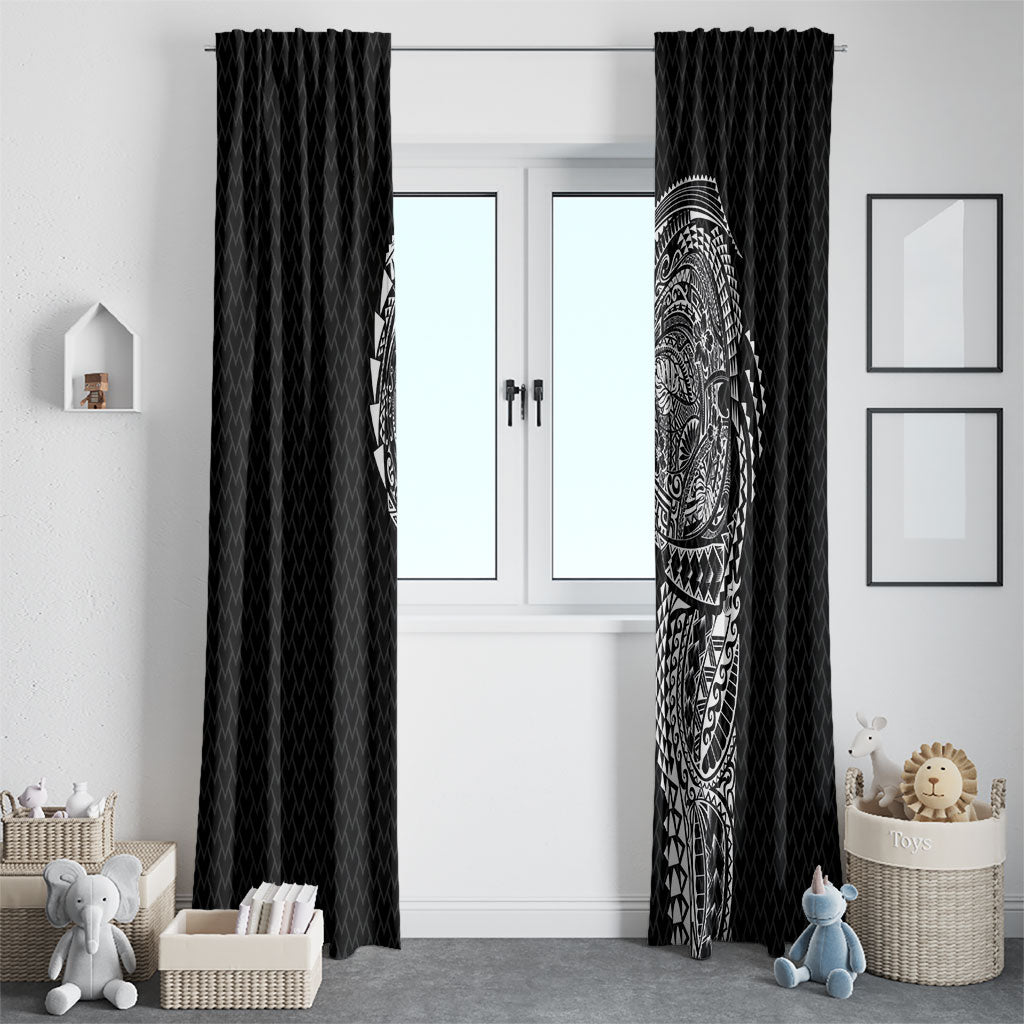 Hawaiian Traditional Tattoos Window Curtain Kakau Tribal Tropical Plant Motif Black Color LT03 - Polynesian Pride
