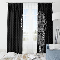 Hawaiian Traditional Tattoos Window Curtain Kakau Tribal Tropical Plant Motif Black Color LT03 - Polynesian Pride