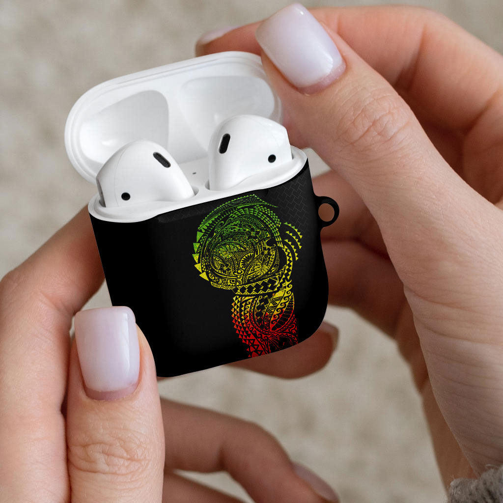 Hawaiian Traditional Tattoos AirPods Case Kakau Tribal Tropical Plant Motif Kanaka Maoli Flag Color Inspired LT03 - Polynesian Pride