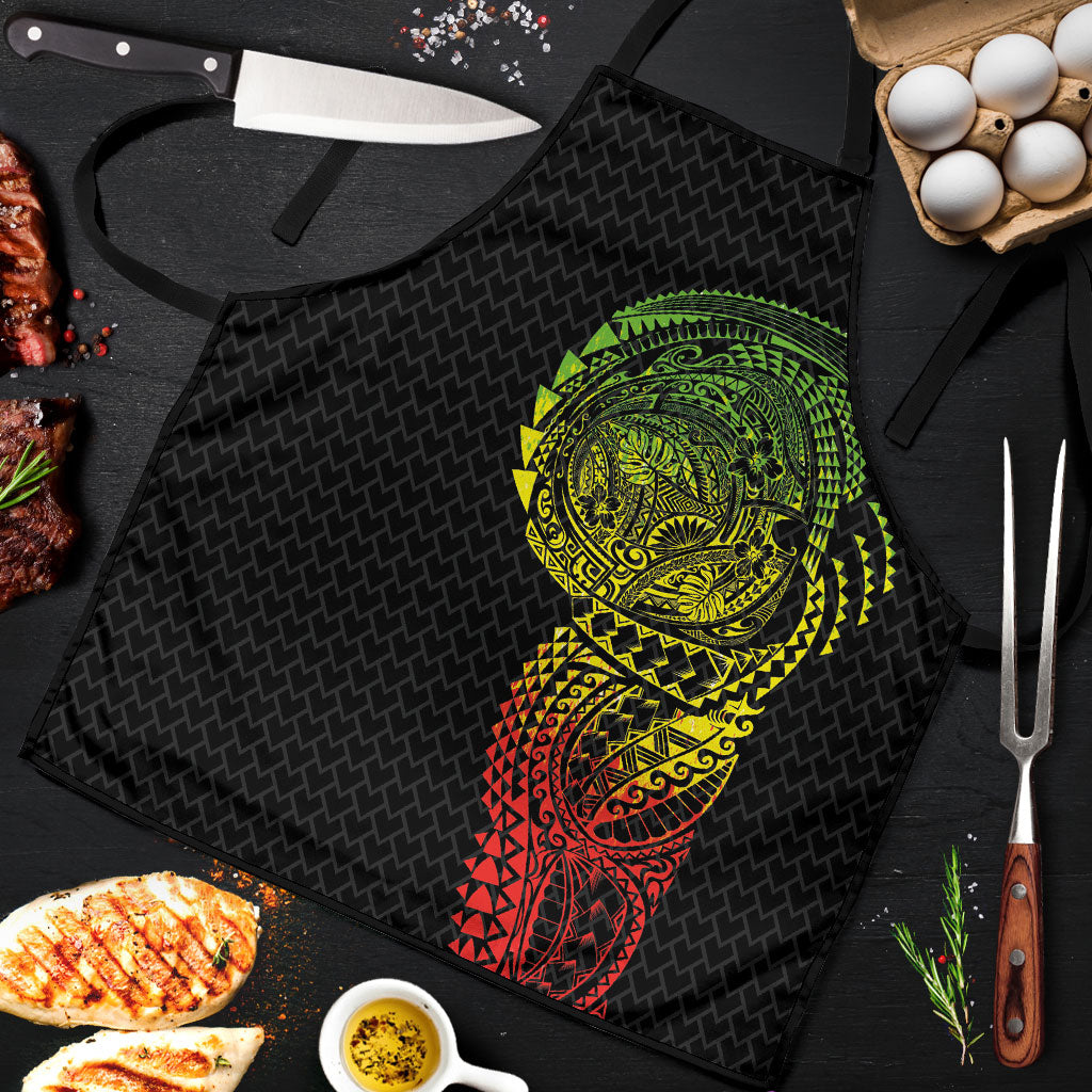 Hawaiian Traditional Tattoos Apron Kakau Tribal Tropical Plant Motif Kanaka Maoli Flag Color Inspired LT03 Multicolor - Polynesian Pride