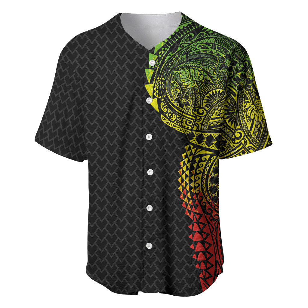 Hawaiian Traditional Tattoos Baseball Jersey Kakau Tribal Tropical Plant Motif Kanaka Maoli Flag Color Inspired