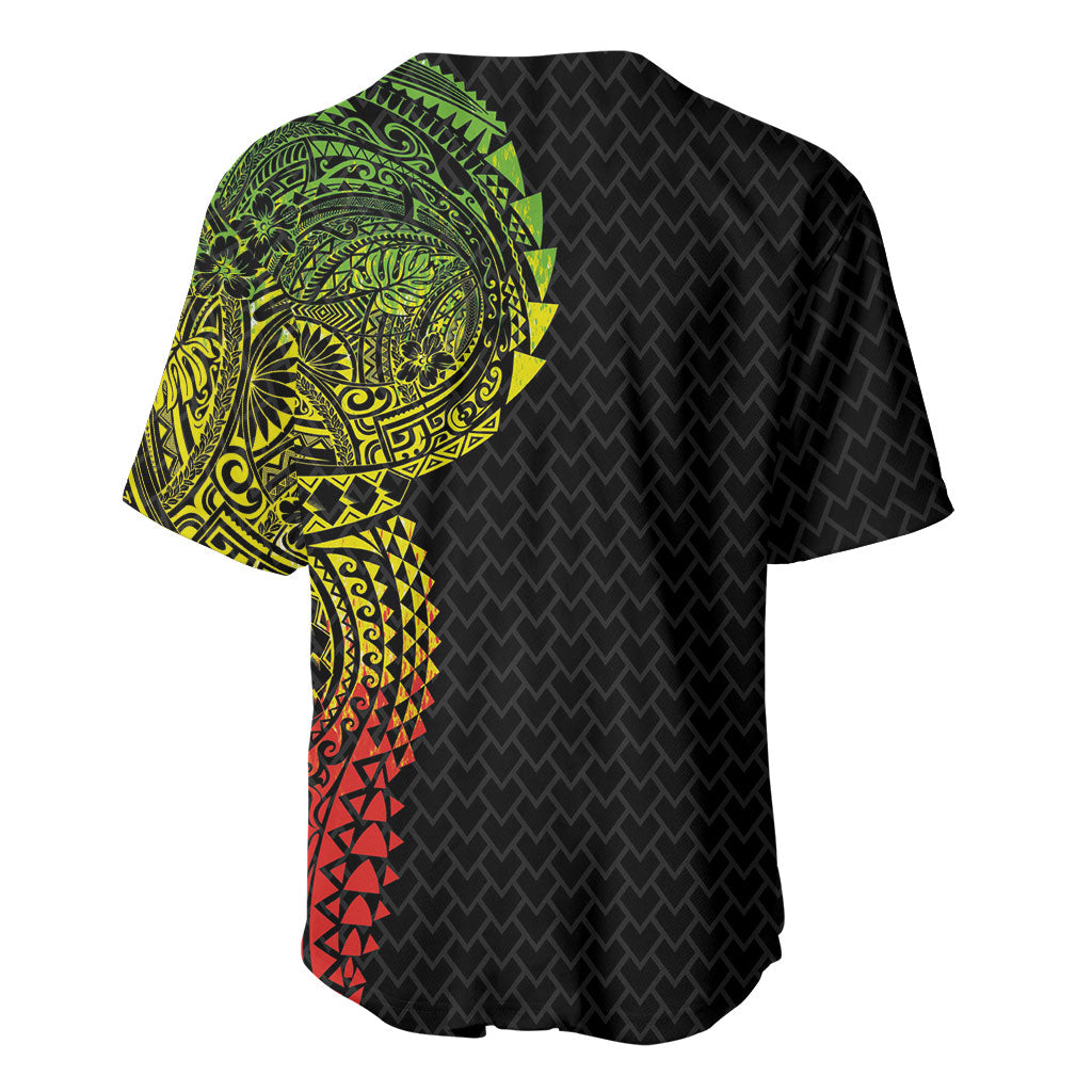 Hawaiian Traditional Tattoos Baseball Jersey Kakau Tribal Tropical Plant Motif Kanaka Maoli Flag Color Inspired LT03 - Polynesian Pride