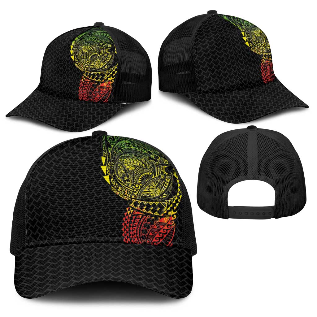 Hawaiian Traditional Tattoos Baseball Net Cap Kakau Tribal Tropical Plants Motif Kanaka Maoli Flag Color Inspired