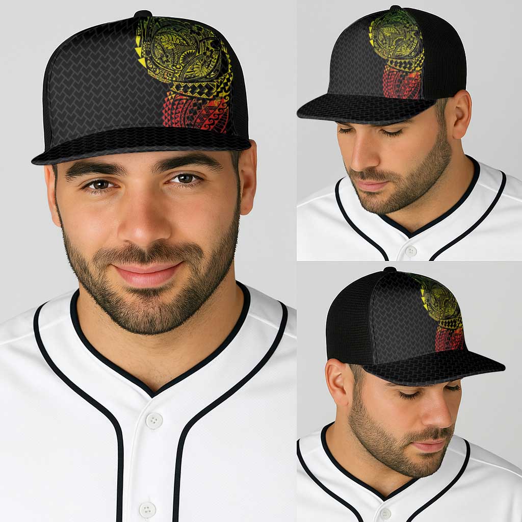 Hawaiian Traditional Tattoos Baseball Net Cap Kakau Tribal Tropical Plants Motif Kanaka Maoli Flag Color Inspired