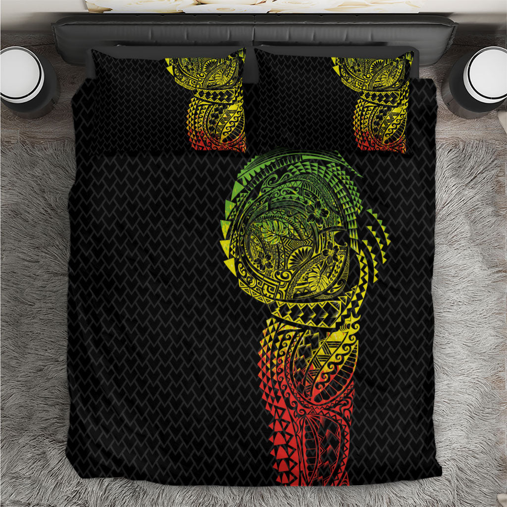 Hawaiian Traditional Tattoos Bedding Set Kakau Tribal Tropical Plant Motif Kanaka Maoli Flag Color Inspired LT03 Multicolor - Polynesian Pride