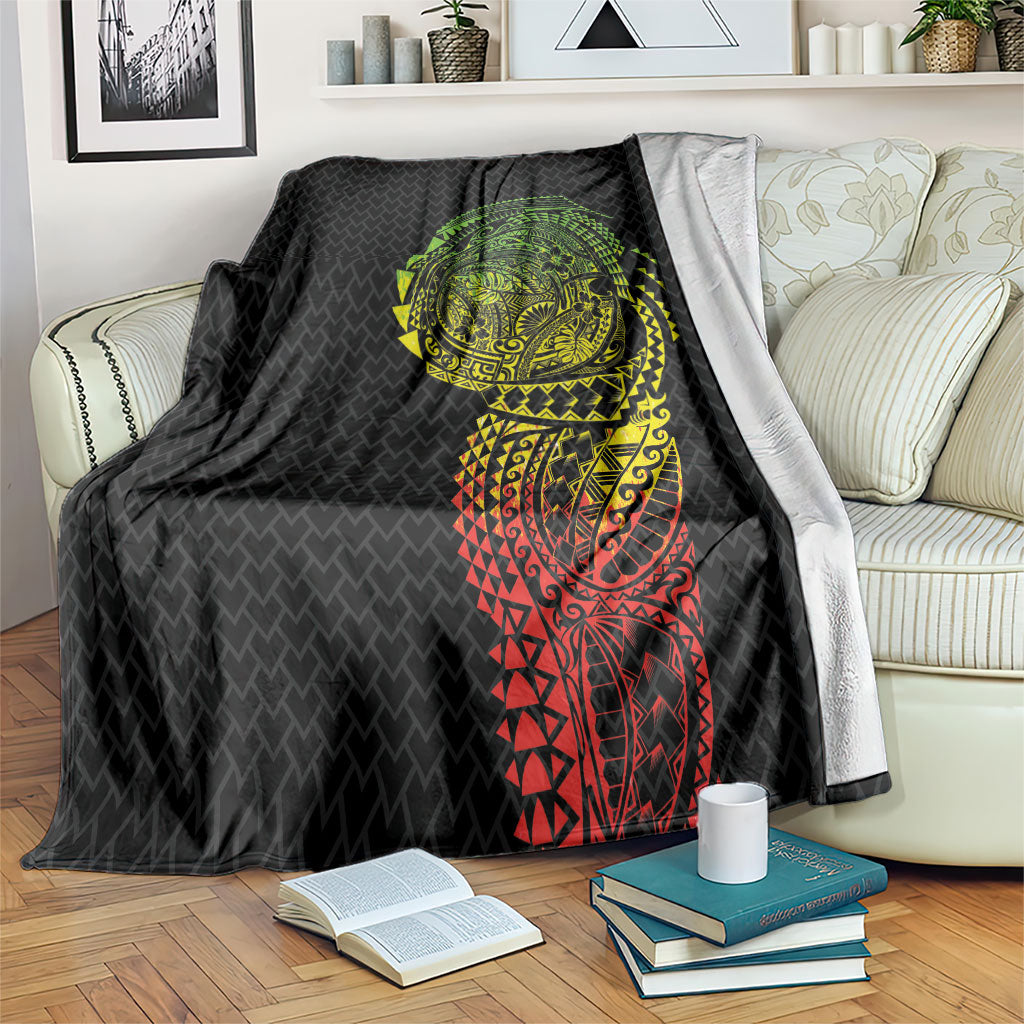 Hawaiian Traditional Tattoos Blanket Kakau Tribal Tropical Plant Motif Kanaka Maoli Flag Color Inspired
