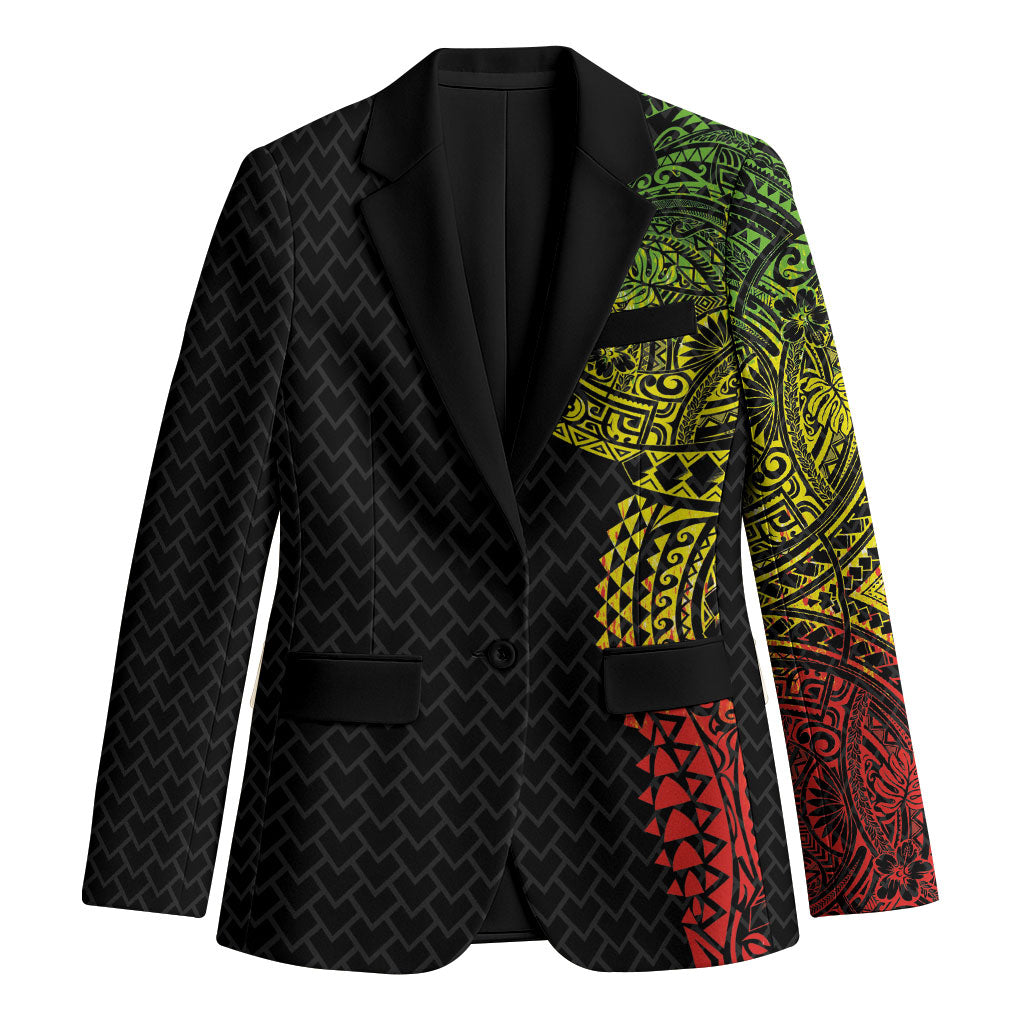 Hawaiian Traditional Tattoos Blazer Kakau Tribal Tropical Plant Motif Kanaka Maoli Flag Color Inspired LT03 Unisex Multicolor - Polynesian Pride