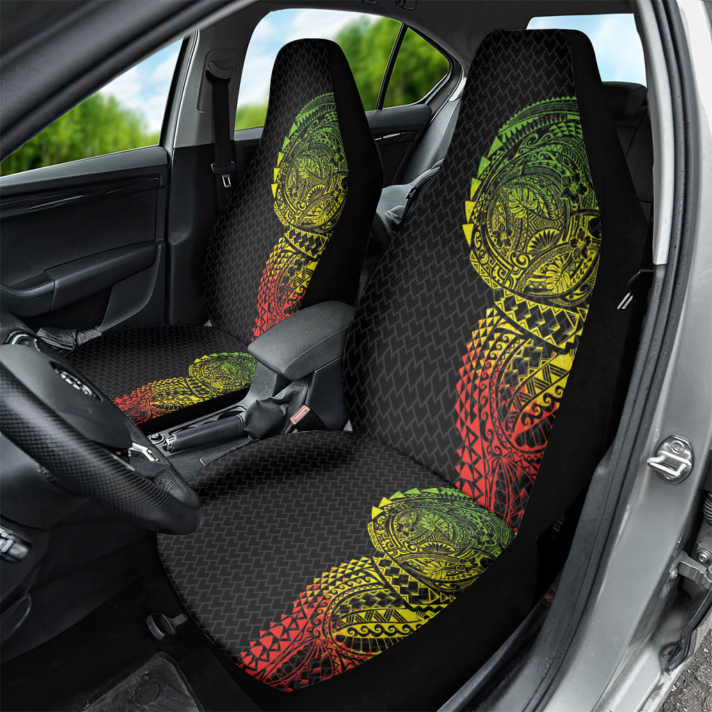 Hawaiian Traditional Tattoos Car Seat Cover Kakau Tribal Tropical Plant Motif Kanaka Maoli Flag Color Inspired LT03 - Polynesian Pride