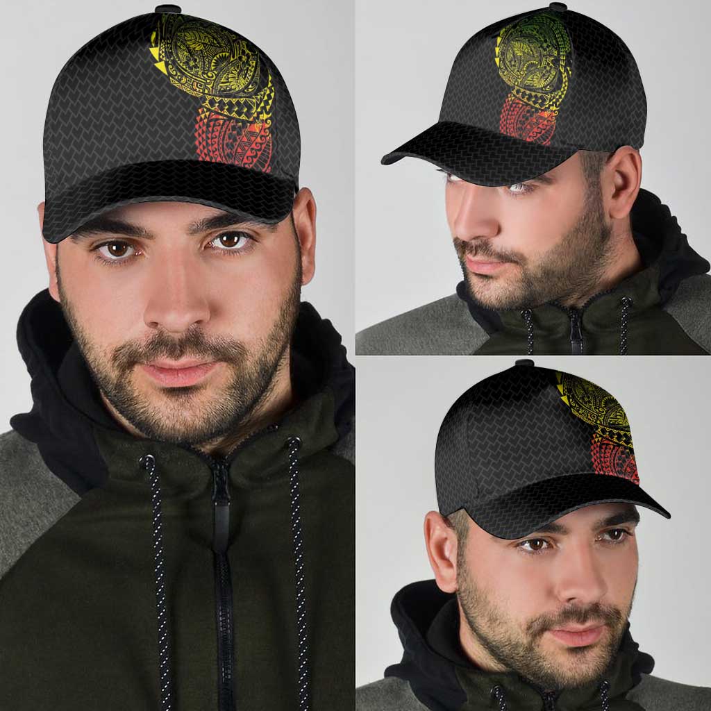 Hawaiian Traditional Tattoos Classic Cap Kakau Tribal Tropical Plants Motif Kanaka Maoli Flag Color Inspired