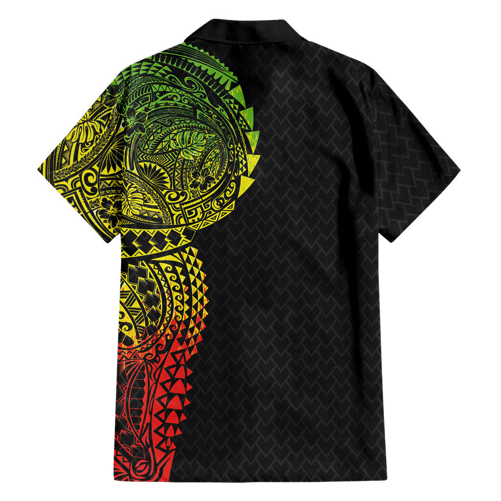 Hawaiian Traditional Tattoos Family Matching Long Sleeve Bodycon Dress and Hawaiian Shirt Kakau Tribal Tropical Plant Motif Kanaka Maoli Flag Color Inspired LT03 - Polynesian Pride