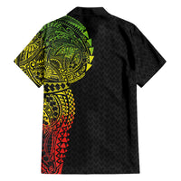Hawaiian Traditional Tattoos Family Matching Long Sleeve Bodycon Dress and Hawaiian Shirt Kakau Tribal Tropical Plant Motif Kanaka Maoli Flag Color Inspired LT03 - Polynesian Pride